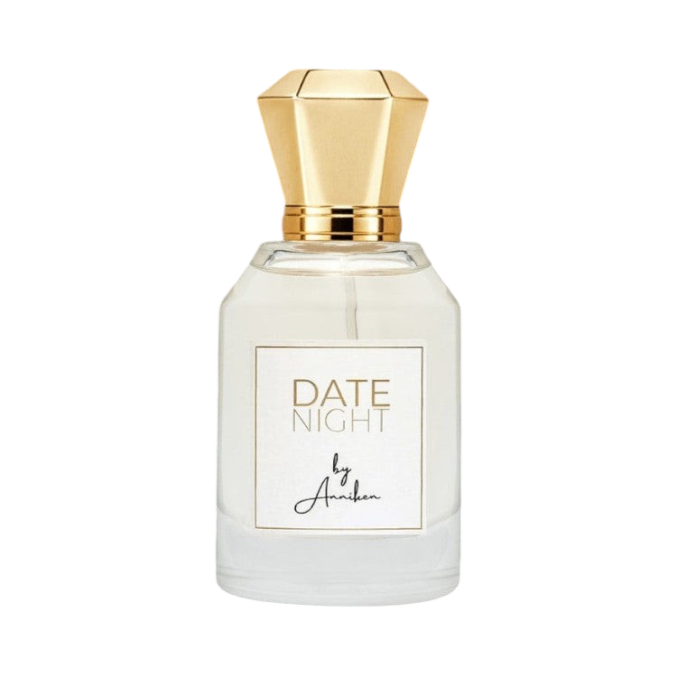 CR Signature AL Perfume Date Night Eau de Parfum i en elegant glassflaske med gullkork mot en mørk bakgrunn
