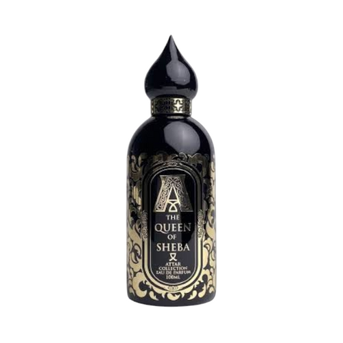 CR Signature Attar Collection The Queen of Sheba 100ml perfume bottle with ornate gold detailing on black glass