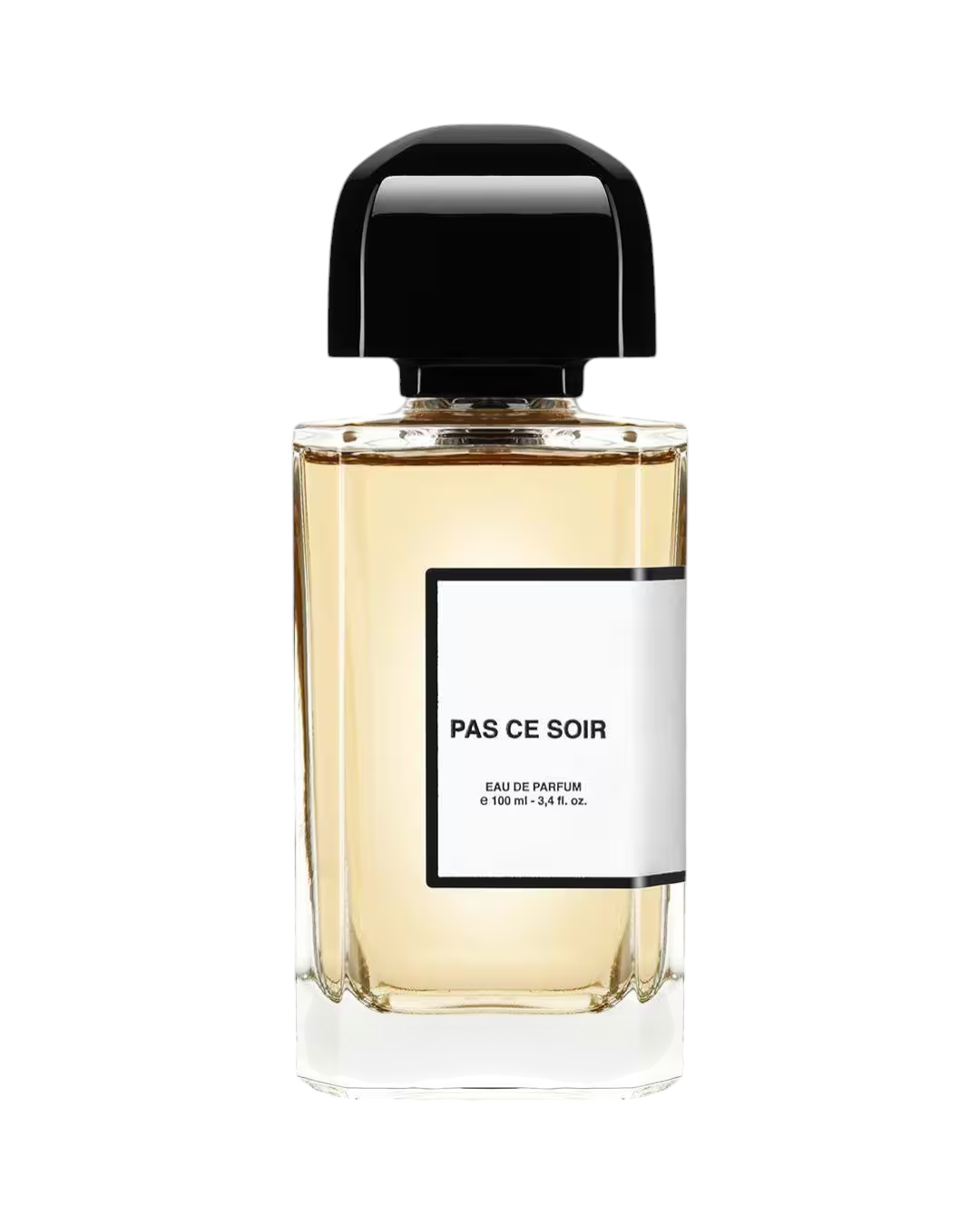 CR Signature BDK Parfums Pas Ce Soir Eau de Parfum in a clear glass bottle with a black cap and white label.