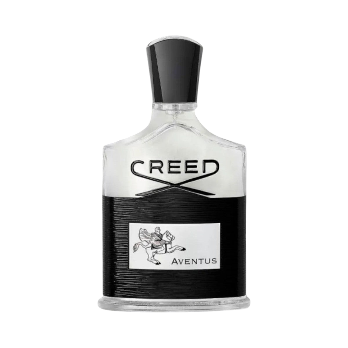 CR Signature Creed Aventus Eau de Parfum bottle with black and silver label against a dramatic smoky background