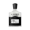 CR Signature Creed Aventus Eau de Parfum bottle with black cap and label against a dramatic black smoky background