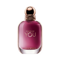 CR Signature Emporio Armani Power of You EdP parfymeflaske i dyp rosa glass med gullkork mot en mørk bakgrunn