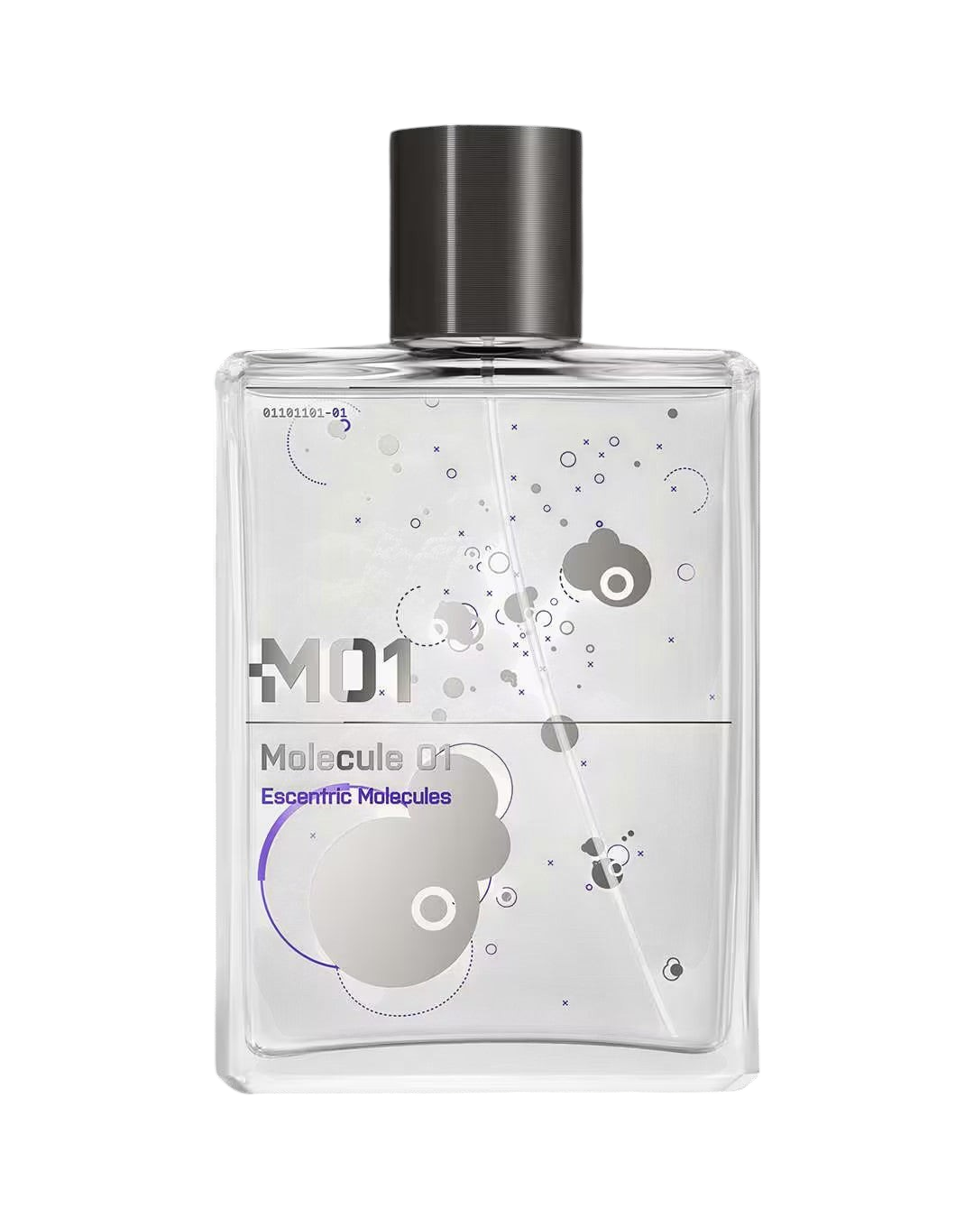 CR Signature Escentric Molecules Molecule 01 parfymeflaske med minimalistisk design mot en mørk, støvete bakgrunn