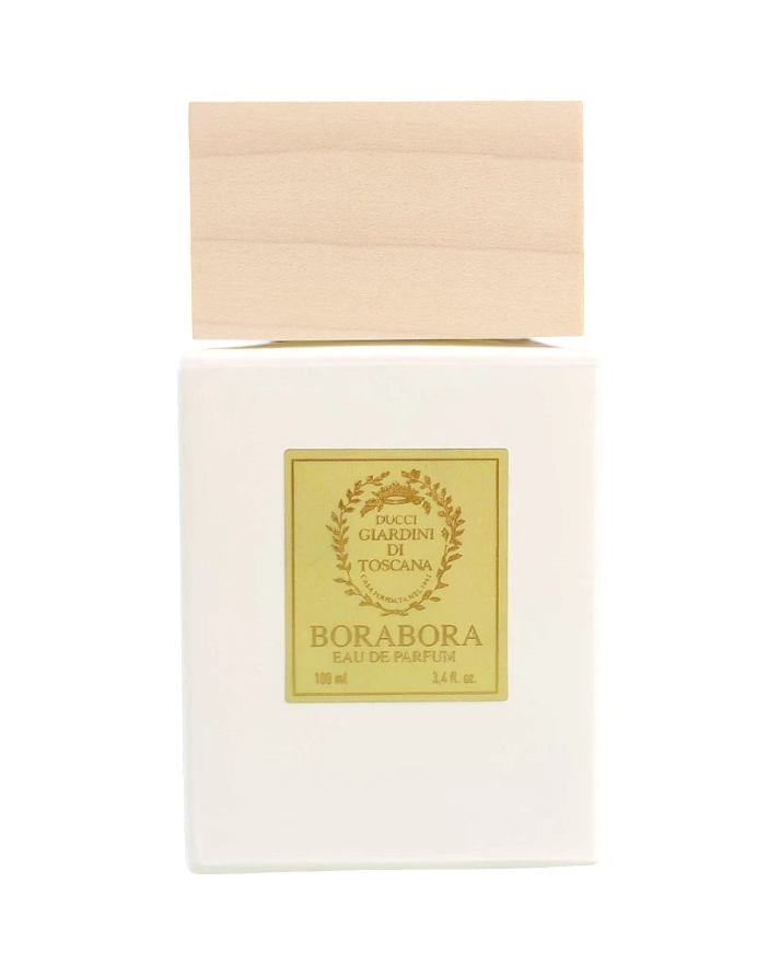 CR Signature Giardini di Toscana Borabora Eau de Parfum in a white bottle with a light wooden cap