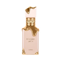 CR Signature Lattafa Eclaire EDP perfume bottle with a beige glass body and decorative gold melting drip accents.