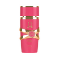 CR Signature Lattafa Yara Candy Eau de Parfum 100ml bottle in bright pink with gold accents against a dark background