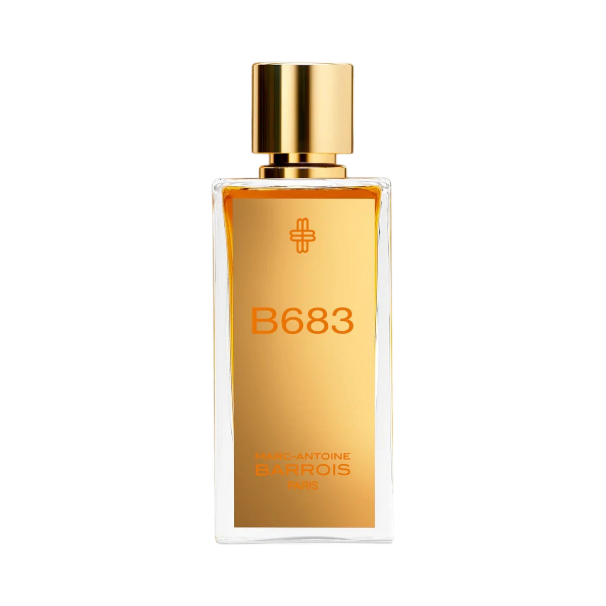 CR Signature Marc-Antoine Barrois B683 Eau de Parfum in a sleek glass bottle with a gold label and metallic cap.