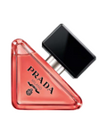CR Signature Prada Paradoxe Intense Eau de Parfum in a unique triangular pink glass bottle with a black cap.
