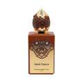 CR Signature Stéphane Humbert Lucas Sand Dance perfume bottle with gold honeycomb cap against a black powder background