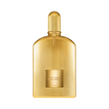 CR Signature Tom Ford Black Orchid Parfum in a luxurious, ribbed gold 100ml bottle against a white background.