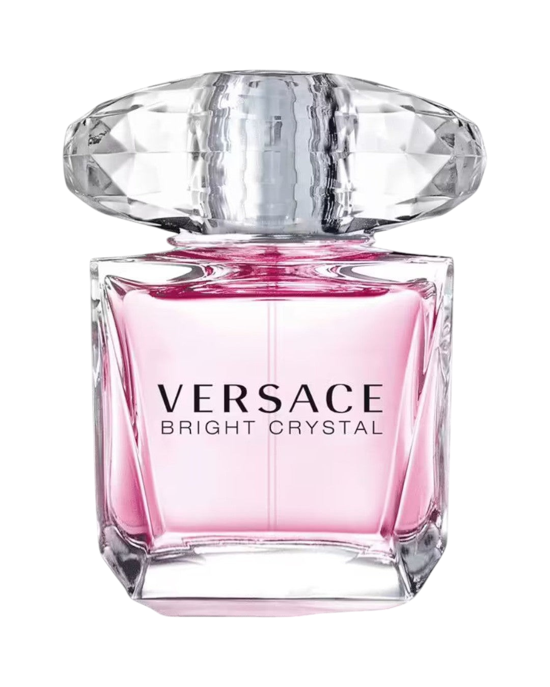 CR Signature Versace Bright Crystal Eau de Toilette i en elegant rosa glassflaske med en stor krystallignende kork