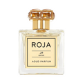 CR Signature Roja Parfums Qatar Aoud Parfum in a clear glass bottle with a gold label and ornate crystal cap.